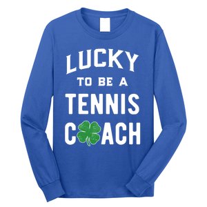 Tennis Coach Gift Lucky Irish Shamrock St Patricks Day Gift Long Sleeve Shirt