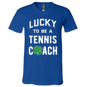 Tennis Coach Gift Lucky Irish Shamrock St Patricks Day Gift V-Neck T-Shirt