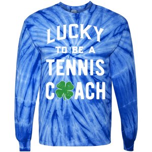 Tennis Coach Gift Lucky Irish Shamrock St Patricks Day Gift Tie-Dye Long Sleeve Shirt