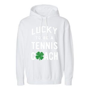 Tennis Coach Gift Lucky Irish Shamrock St Patricks Day Gift Garment-Dyed Fleece Hoodie