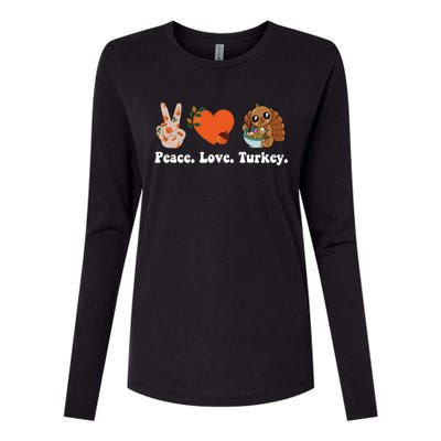 Thanksgiving Cool Gift Peace Love Turkey Funny Thanksgiving Gift Womens Cotton Relaxed Long Sleeve T-Shirt