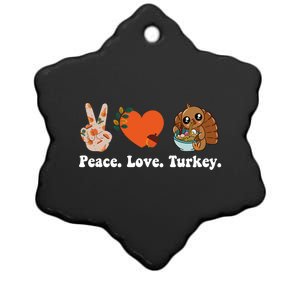 Thanksgiving Cool Gift Peace Love Turkey Funny Thanksgiving Gift Ceramic Star Ornament