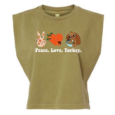 Thanksgiving Cool Gift Peace Love Turkey Funny Thanksgiving Gift Garment-Dyed Women's Muscle Tee