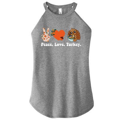 Thanksgiving Cool Gift Peace Love Turkey Funny Thanksgiving Gift Women’s Perfect Tri Rocker Tank