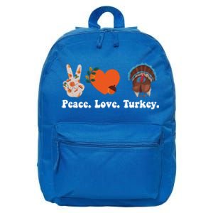 Thanksgiving Cool Gift Peace Love Turkey Funny Thanksgiving Gift 16 in Basic Backpack