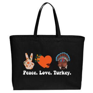 Thanksgiving Cool Gift Peace Love Turkey Funny Thanksgiving Gift Cotton Canvas Jumbo Tote