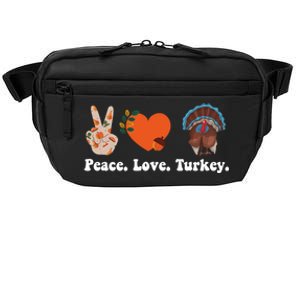 Thanksgiving Cool Gift Peace Love Turkey Funny Thanksgiving Gift Crossbody Pack