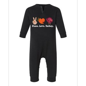 Thanksgiving Cute Gift Peace Love Turkey Funny Thanksgiving Gift Infant Fleece One Piece