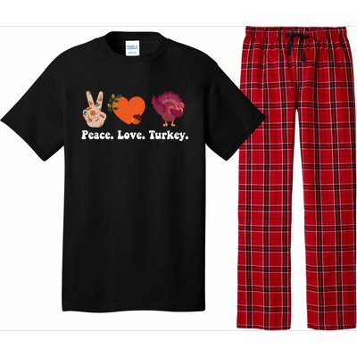 Thanksgiving Cute Gift Peace Love Turkey Funny Thanksgiving Gift Pajama Set