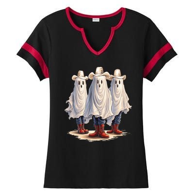 Three Cowboy Ghosts Ladies Halftime Notch Neck Tee