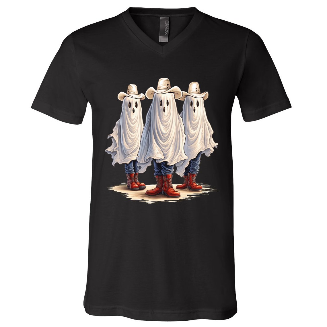 Three Cowboy Ghosts V-Neck T-Shirt