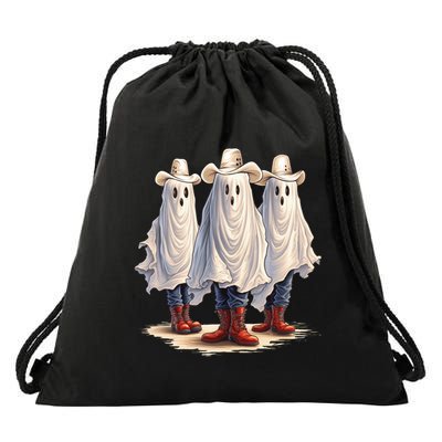 Three Cowboy Ghosts Drawstring Bag