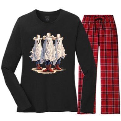 Three Cowboy Ghosts Women's Long Sleeve Flannel Pajama Set 