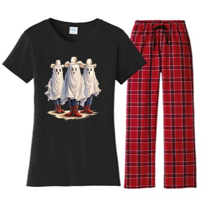 Three Cowboy Ghosts Women's Flannel Pajama Set