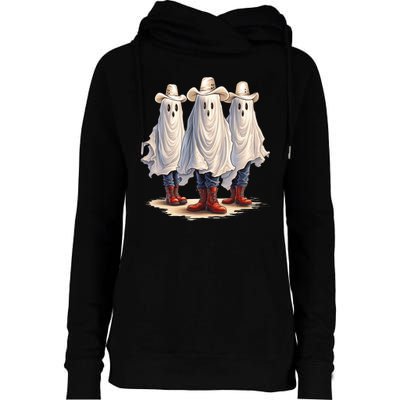 Three Cowboy Ghosts Womens Funnel Neck Pullover Hood