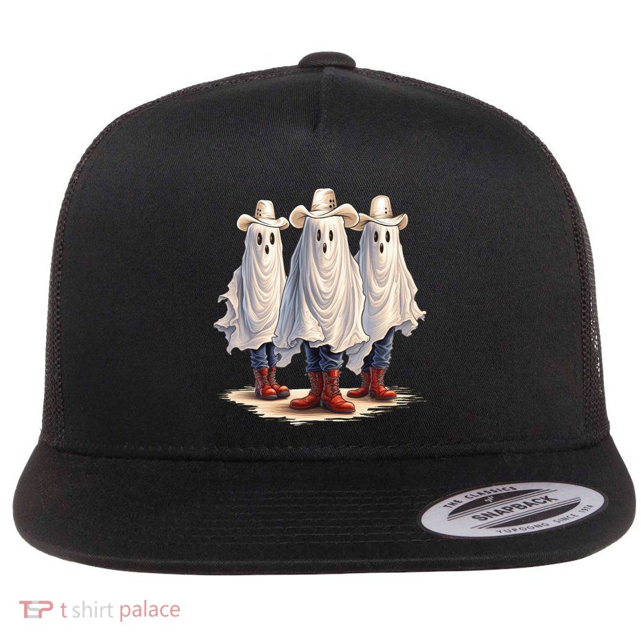 Three Cowboy Ghosts Flat Bill Trucker Hat