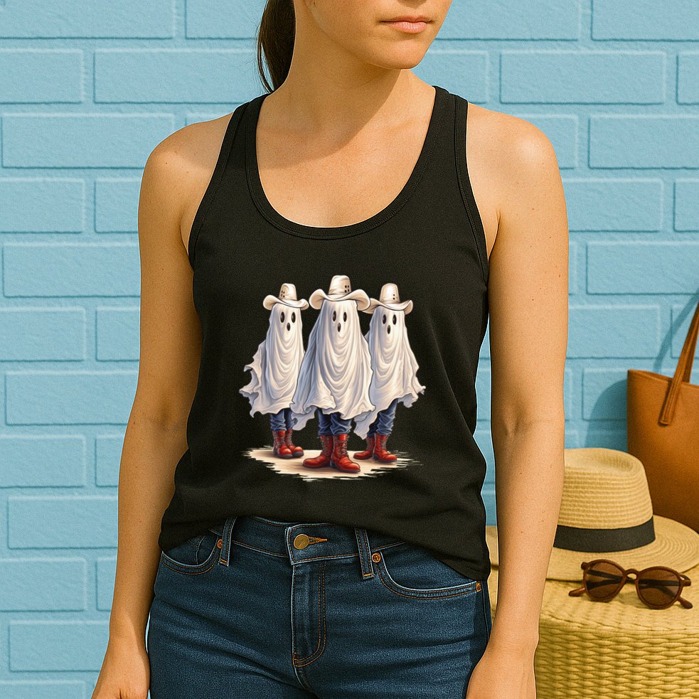 Three Cowboy Ghosts Womens Tank Top