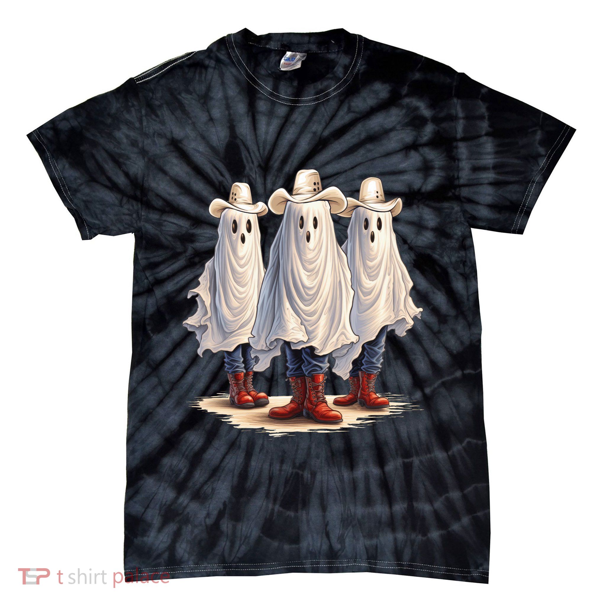 Three Cowboy Ghosts Tie-Dye T-Shirt
