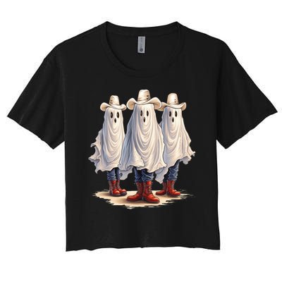 Three Cowboy Ghosts Women's Crop Top Tee