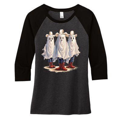 Three Cowboy Ghosts Women's Tri-Blend 3/4-Sleeve Raglan Shirt