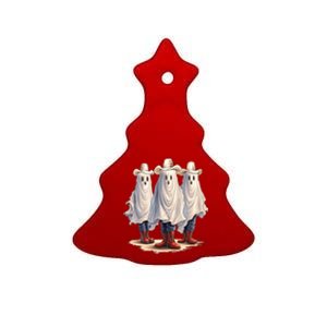 Three Cowboy Ghosts Ceramic Tree Ornament