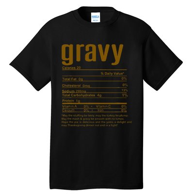 Thanksgiving Christmas Gravy Nutritional Facts Tall T-Shirt