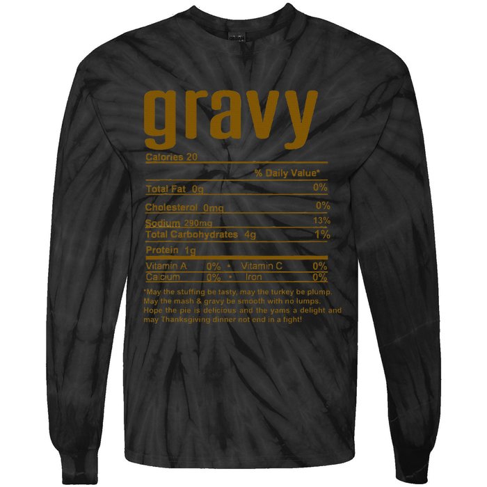 Thanksgiving Christmas Gravy Nutritional Facts Tie-Dye Long Sleeve Shirt