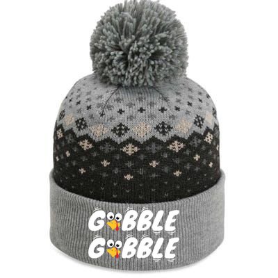 Thanksgiving Cute Gobble Gobble Turkey Face Gift The Baniff Cuffed Pom Beanie