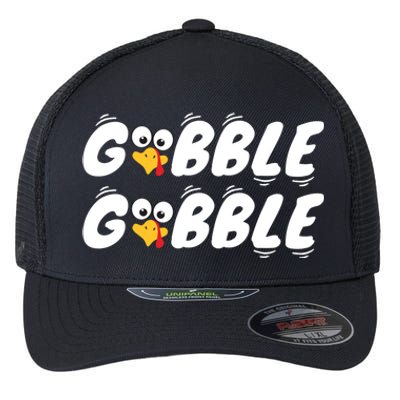 Thanksgiving Cute Gobble Gobble Turkey Face Gift Flexfit Unipanel Trucker Cap