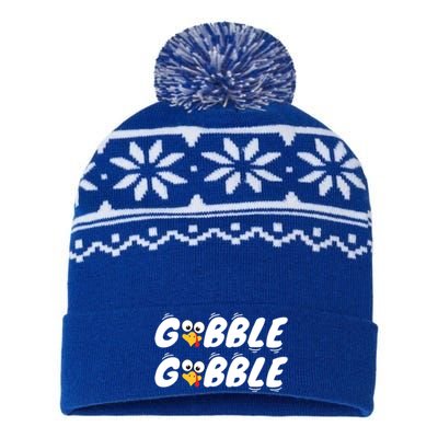 Thanksgiving Cute Gobble Gobble Turkey Face Gift USA-Made Snowflake Beanie