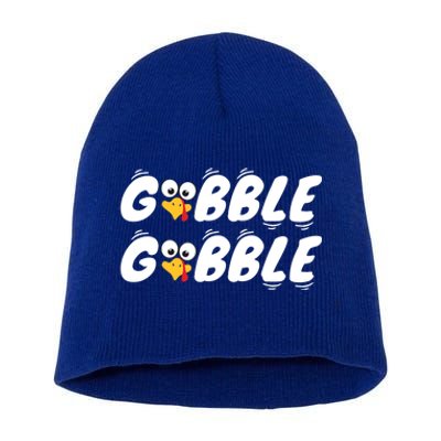 Thanksgiving Cute Gobble Gobble Turkey Face Gift Short Acrylic Beanie