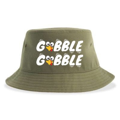 Thanksgiving Cute Gobble Gobble Turkey Face Gift Sustainable Bucket Hat