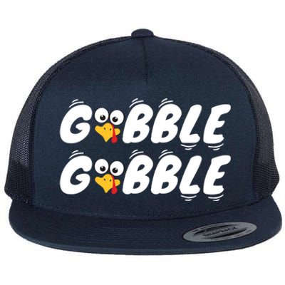 Thanksgiving Cute Gobble Gobble Turkey Face Gift Flat Bill Trucker Hat