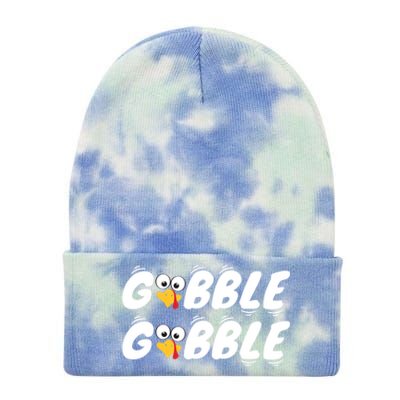 Thanksgiving Cute Gobble Gobble Turkey Face Gift Tie Dye 12in Knit Beanie