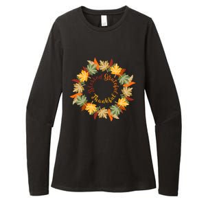 Thanksgiving Cool Gift: Grateful Thankful Blessed Wreath Womens CVC Long Sleeve Shirt