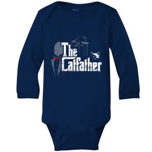 The Catfather Gift Funny Cat Dad Gift Father Of Cats Gift Baby Long Sleeve Bodysuit