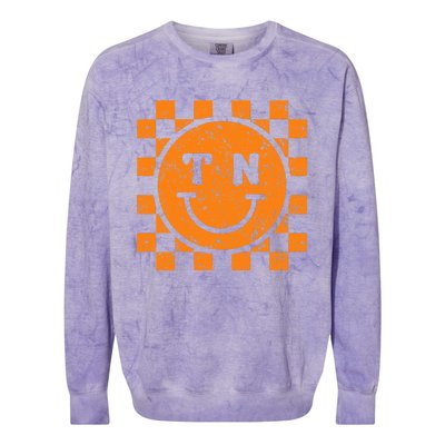 Tennessee Checkered Happily Face Football Season Game Day Colorblast Crewneck Sweatshirt