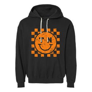 Tennessee Checkered Happily Face Football Season Game Day Garment-Dyed Fleece Hoodie