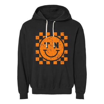 Tennessee Checkered Happily Face Football Season Game Day Garment-Dyed Fleece Hoodie