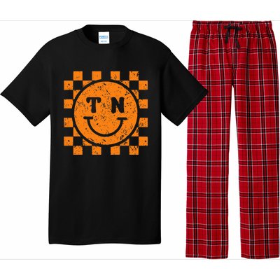 Tennessee Checkered Happily Face Football Season Game Day Pajama Set