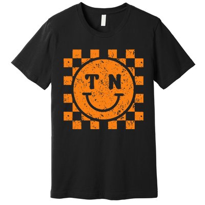 Tennessee Checkered Happily Face Football Season Game Day Premium T-Shirt