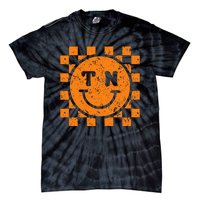 Tennessee Checkered Happily Face Football Season Game Day Tie-Dye T-Shirt