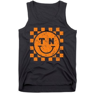 Tennessee Checkered Happily Face Football Season Game Day Tank Top