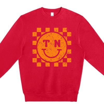 Tennessee Checkered Happily Face Football Season Game Day Premium Crewneck Sweatshirt