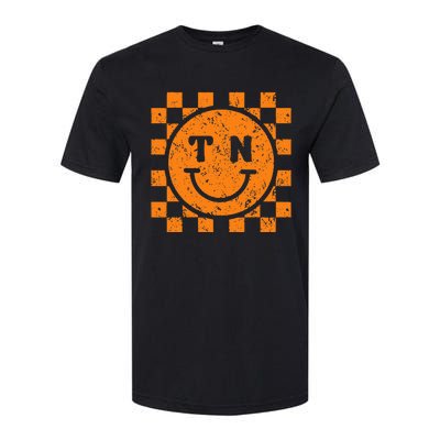 Tennessee Checkered Happily Face Football Season Game Day Softstyle CVC T-Shirt