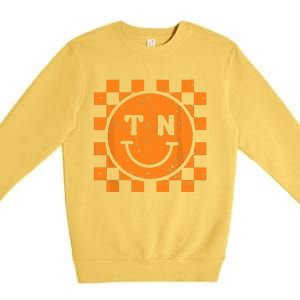 Tennessee Checkered Happy Face Football Season Game Day Premium Crewneck Sweatshirt