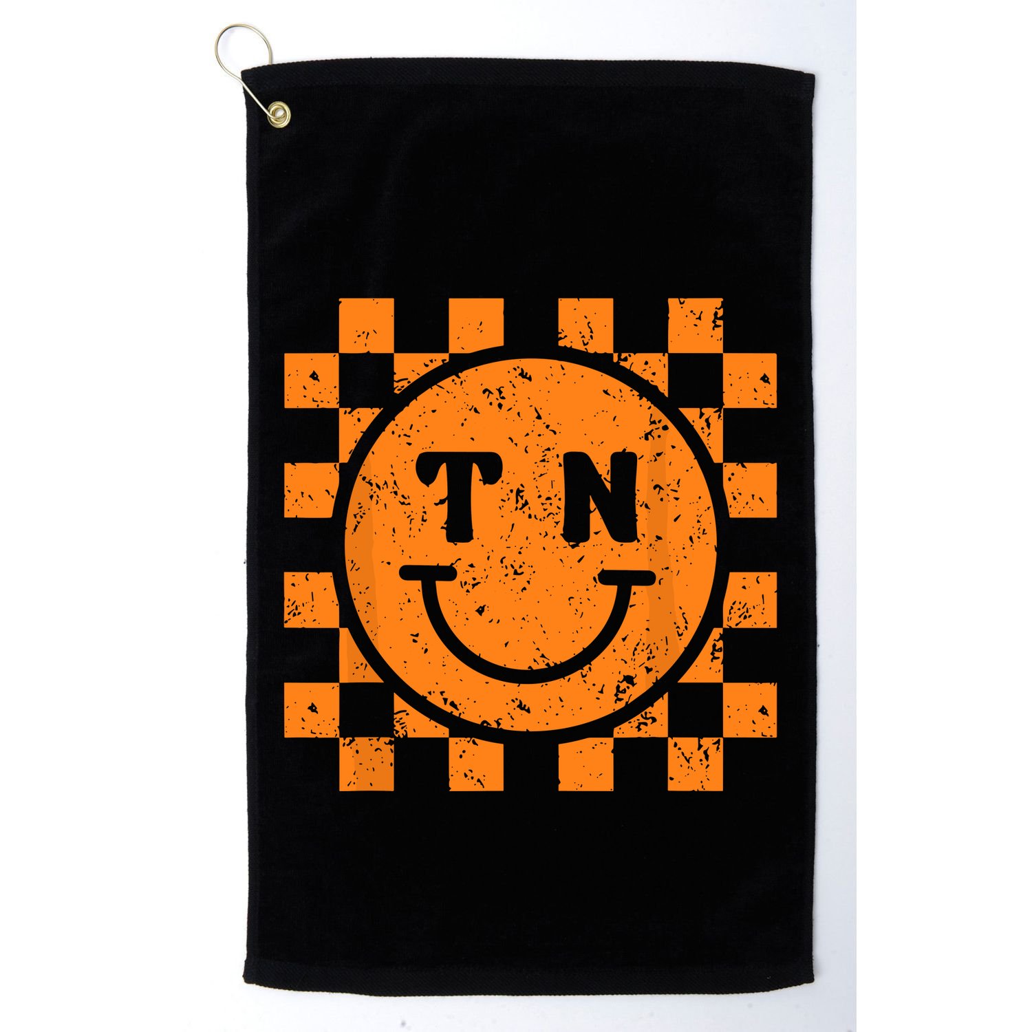 Tennessee Checkered Happy Face Football Season Game Day Golf Towel