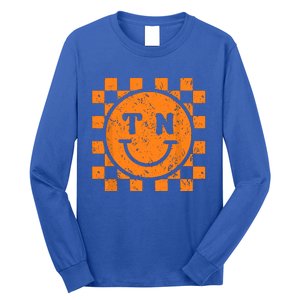 Tennessee Checkered Happy Face Football Season Game Day Long Sleeve Shirt