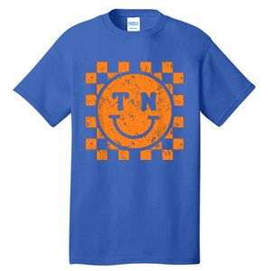 Tennessee Checkered Happy Face Football Season Game Day Tall T-Shirt