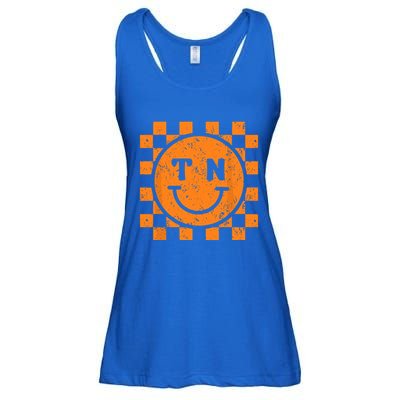 Tennessee Checkered Happy Face Football Season Game Day Ladies Essential Flowy Tank